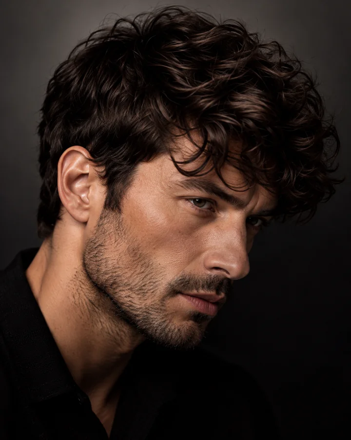 Men’s textured dark haircut